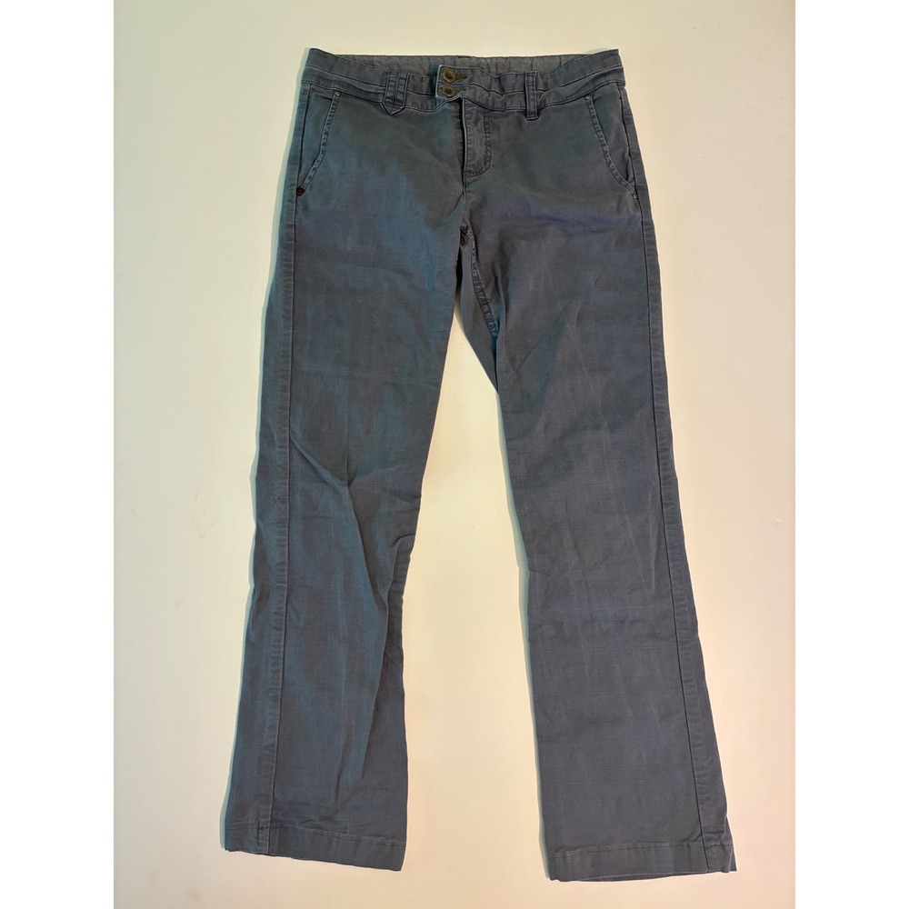 Horny Toad Womens 6 Blue Grey Grid Cotton Blend Straight Leg Outdoor Pants